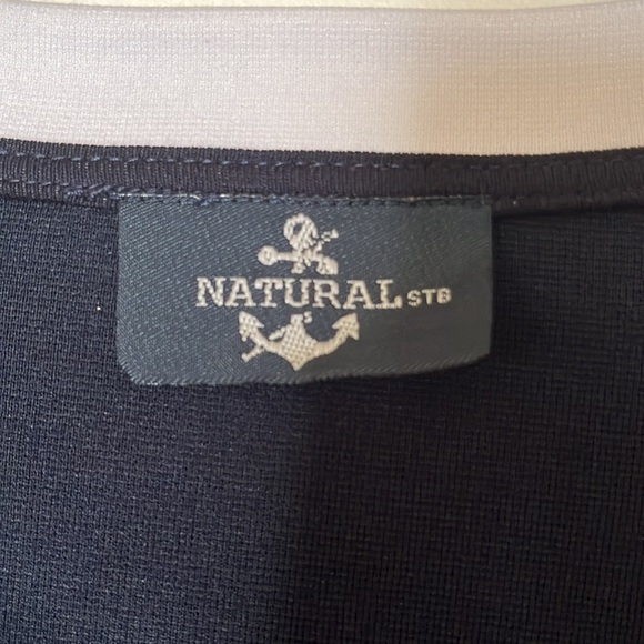 Natural Navy and White One Button Cardigan, Size Large - Picture 3 of 12